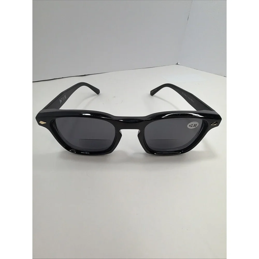 JM Readers +2.50 Bifocal Reading Sunglasses Black UV Protection Unisex NEW